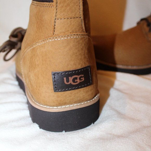 NIB‎ UGG MEN'S SETON WATERPROOF WINTER LEATHER SHEARLING BOOTS CHESTNUT - Picture 3 of 8